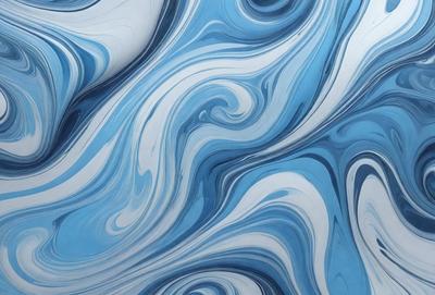 The primary subject of the image is a blue and white swirling pattern, which appears to be a painting or a digital artwork. The setting is a blue and white background, which complements the swirling pattern. The visual style is a combination of painting and digital art, creating a unique and eye-catching design. The colors and mood of the image are predominantly blue and white, giving it a calming and serene atmosphere.
