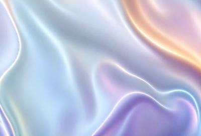 The primary subject of the image is a close-up of a flowing, swirling, and shimmering piece of fabric, possibly a curtain or a piece of clothing. The setting is a room with a wall, and the visual style appears to be a combination of a photo and a digital art or illustration. The colors and mood of the image are predominantly purple and blue, creating a sense of elegance and sophistication.