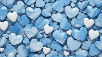 The primary subject of the image is a large collection of blue hearts. The hearts are arranged in a visually appealing pattern, creating a sense of unity and harmony. The setting is a blue background, which complements the blue hearts and adds to the overall visual style. The image is a digital artwork, showcasing the artist's skill in creating a cohesive and aesthetically pleasing design. The dominant colors are blue, which creates a calm and soothing atmosphere.