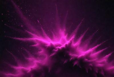 The primary subject of the image is a purple, pink, and white cloud-like formation. The cloud is the main focus of the image, and it appears to be a digital art or illustration. The setting is a dark, starry sky, which adds to the overall atmosphere of the image. The colors and mood of the image are predominantly purple and pink, creating a sense of mystery and beauty.
