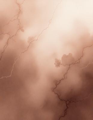 The image features a cloudy sky with a brownish hue. The primary subject is a cloud, which is the main focus of the image. The setting is the sky, and the visual style is a photo. The colors and mood of the image are dominated by the brownish hue of the cloudy sky, creating a somewhat moody atmosphere.