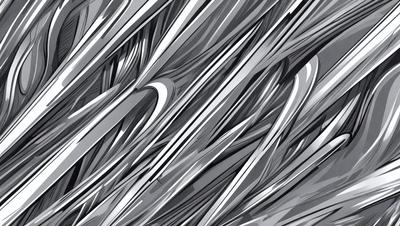 The primary subject of the image is a close-up of a metal surface, possibly a piece of silverware or a metal sheet. The setting is a black and white background, which adds a sense of contrast and artistic quality to the image. The visual style is a combination of a photo and digital art, creating a unique and intriguing appearance. The colors and mood of the image are predominantly black and white, giving it a classic and timeless feel.