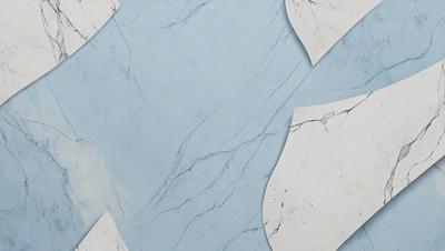 The primary subject of the image is a marble-like surface with a blue and white color scheme. The setting is a wall, and the visual style appears to be a combination of a photo and digital art. The colors and mood of the image are predominantly blue and white, creating a clean and elegant atmosphere.