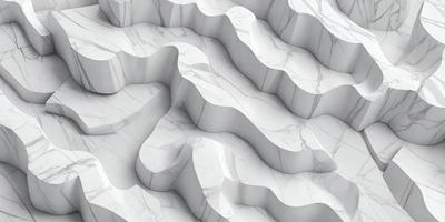 The primary subject of the image is a marble surface with a pattern of waves. The setting is a white marble wall, which serves as the background. The visual style is a combination of photo and digital art, creating a realistic yet artistic representation of the marble surface. The colors and mood of the image are predominantly white, giving it a clean and elegant appearance.