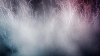 The primary subject of the image is a cloudy sky with lightning streaks. The setting is a dark, cloudy background, and the visual style is a photo. The colors and mood of the image are dark and dramatic, with the lightning streaks adding a sense of intensity and power to the scene.