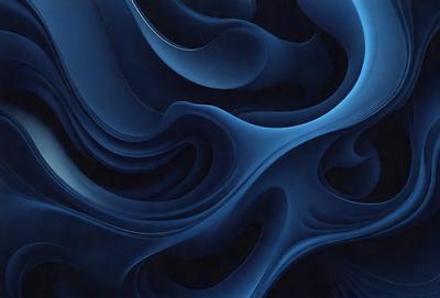 The primary subject of the image is a blue, swirling, and flowing pattern. The setting is a dark background, which contrasts with the vibrant blue color of the pattern. The visual style appears to be a digital art or illustration, as the swirls and flowing lines are intricately detailed. The dominant colors are blue and black, creating a sense of depth and movement in the image.
