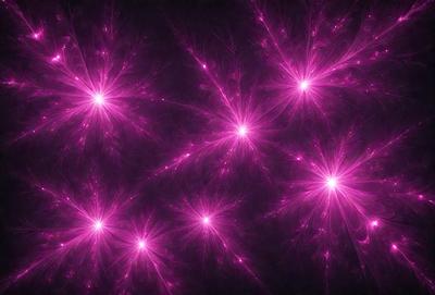 The primary subject of the image is a purple background with a pattern of bright, glowing lights. The setting appears to be a dark room, and the visual style is a combination of digital art and illustration. The dominant colors are purple and pink, creating a warm and inviting atmosphere.