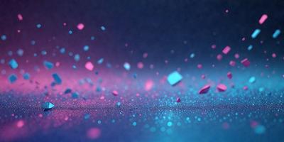 The primary subject of the image is a blue background with a pattern of pink and blue dots. The setting appears to be a dark room, possibly a nightclub or a darkened room for a special event. The visual style of the image is a combination of digital art and illustration, creating a unique and eye-catching design. The colors and mood of the image are predominantly dark and moody, with the pink and blue dots adding a touch of brightness and energy to the overall atmosphere.