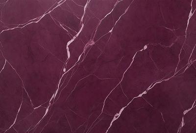 The primary subject of the image is a marbled wall with a purple hue. The setting is a room with a purple marbled wall as the main focus. The visual style is a close-up of the marbled wall, showcasing its texture and pattern. The colors and mood of the image are predominantly purple, creating a calm and sophisticated atmosphere.