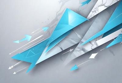 The primary subject of the image is a blue triangle, which is the main object, scene, or focus of the image. The setting is a gray background, and the visual style is digital art. The dominant colors are blue and white, creating a calm and soothing atmosphere.