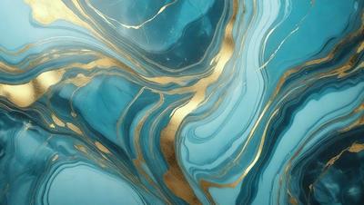 The primary subject of the image is a blue and gold mosaic tile. The setting is a wall with a blue and gold patterned tile. The visual style is a close-up of the tile, showcasing its intricate design. The colors and mood of the image are vibrant and luxurious, with the blue and gold tones creating a sense of elegance and sophistication.