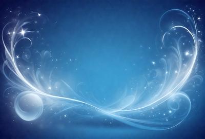 The primary subject of the image is a blue background with a swirling pattern of stars. The setting is a blue sky, and the visual style is a digital art or illustration. The dominant colors are blue and white, creating a calm and serene atmosphere.
