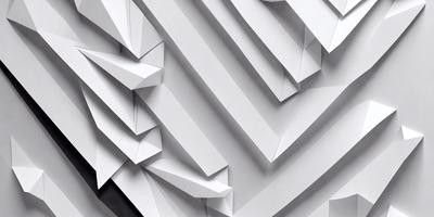 The primary subject of the image is a white wall with a pattern of triangles. The setting is a room with a white wall, and the visual style is a close-up of the wall. The dominant colors are white and gray, creating a clean and minimalist atmosphere.