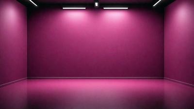 The primary subject of the image is a pink wall with a purple hue. The setting is a room with a pink floor, and the visual style is a photo. The dominant colors and overall atmosphere are warm and inviting.