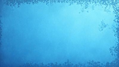 The primary subject of the image is a blue background with a few green leaves scattered throughout. The setting appears to be a water surface, possibly a pool or a body of water. The visual style of the image is a combination of digital art and illustration, creating a unique and artistic representation of the scene. The colors in the image are predominantly blue and green, giving the scene a calm and serene atmosphere.