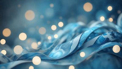 The primary subject of the image is a blue and white swirl pattern, which appears to be a digital art or illustration. The setting is a blue background, and the visual style is a combination of digital art and illustration. The colors and mood of the image are predominantly blue and white, creating a sense of calmness and tranquility.