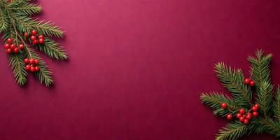 The primary subject of the image is a pink background. The setting/background is a solid pink surface, which creates a visually striking contrast with the green pine tree. The visual style of the image is a photo, capturing the natural beauty of the pine tree. The colors and mood of the image are predominantly pink and green, with the pink background creating a warm and inviting atmosphere, while the green pine tree adds a touch of freshness and natural beauty to the scene.