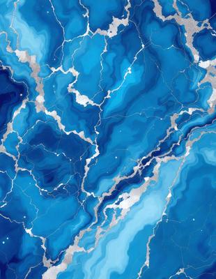 The primary subject of the image is a blue and white patterned wallpaper. The setting is a blue and white patterned wallpaper, which creates a visually appealing and cohesive environment. The visual style is a digital art, illustration, or drawing, as the pattern is intricately designed and well-executed. The dominant colors are blue and white, creating a calm and soothing atmosphere.