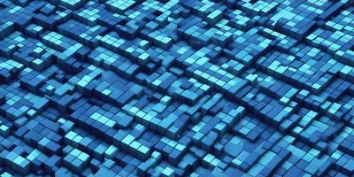 The primary subject of the image is a blue, three-dimensional grid pattern. The setting is a blue background, and the visual style is digital art. The dominant colors are blue and white, creating a calm and soothing atmosphere.