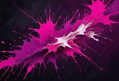 The primary subject of the image is a pink and white splash of paint, which appears to be a digital art or illustration. The setting is a dark background, which contrasts with the bright colors of the paint splash. The visual style suggests that the image is a creative and artistic representation of a splash of paint. The dominant colors are pink and white, giving the image a vibrant and lively atmosphere.