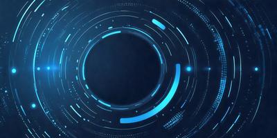 The primary subject of the image is a blue circle with a black center. The setting is a blue background, and the visual style appears to be a digital art or illustration. The dominant colors are blue and black, creating a calm and serene atmosphere.
