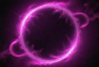 The primary subject of the image is a pink circle, which appears to be a neon or glowing light. The setting is a dark background, which contrasts with the bright pink circle. The visual style is a combination of a photo and digital art, creating a unique and eye-catching effect. The colors and mood of the image are predominantly pink, giving it a warm and inviting atmosphere.