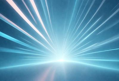 The primary subject of the image is a bright light source, possibly a lightning bolt or a laser beam, emanating from the center of the frame. The light source is surrounded by a blue background, which adds to the overall atmosphere of the image. The visual style of the image is a combination of photo and digital art, creating a unique and captivating scene. The colors and mood of the image are predominantly blue, with the light source being the main focal point, creating a sense of depth and intensity