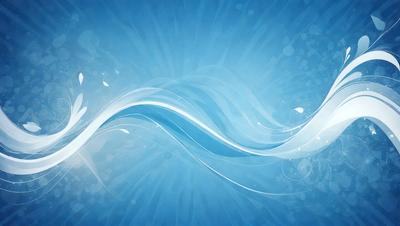 The primary subject of the image is a blue wave, which is the main focus of the scene. The wave is set against a blue background, creating a visually appealing and calming atmosphere. The image is a digital art piece, showcasing the artist's skill in capturing the essence of the ocean's movement. The dominant colors in the image are blue and white, which contribute to the serene and tranquil mood of the scene.