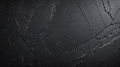 The primary subject of the image is a black marble countertop. The setting is a dark room, and the visual style is a close-up of the marble countertop. The countertop appears to be a dark grey color, giving it a sophisticated and elegant appearance.