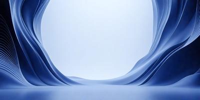 The primary subject of the image is a blue background with a white circle in the center. The setting is a white wall, and the visual style is a digital art or illustration. The dominant colors are blue and white, creating a calm and serene atmosphere.