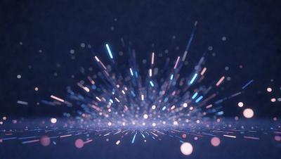 The primary subject of the image is a bright, colorful, and dynamic light effect. The setting is a dark background, which contrasts with the light effect, creating a visually striking scene. The visual style is a combination of digital art and illustration, as the light effect appears to be a digital creation. The colors and mood of the image are vibrant and energetic, with the light effect emanating a sense of movement and dynamism.