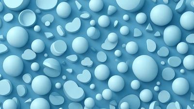 The primary subject of the image is a blue background with a pattern of white and blue spheres. The setting is a blue wall, and the visual style is a digital art or illustration. The dominant colors are blue and white, creating a calm and soothing atmosphere.