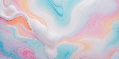 The primary subject of the image is a white, abstract, and colorful art piece. The setting is a colorful, swirling background that complements the artwork. The visual style is a combination of digital art and illustration, creating a unique and vibrant appearance. The dominant colors in the image are white, blue, pink, and orange, creating a lively and energetic atmosphere.