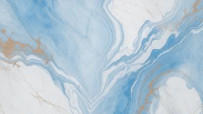 The primary subject of the image is a blue and white marble tile. The setting is a bathroom, with the marble tile covering the walls and floor. The visual style is a close-up of the tile, showcasing its intricate design and texture. The dominant colors are blue and white, creating a clean and elegant atmosphere.