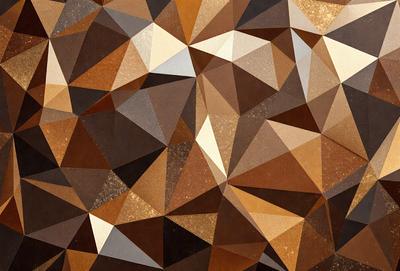 The primary subject of the image is a close-up of a brown and gold patterned wallpaper. The setting is a room with a brown and gold color scheme. The visual style is a combination of digital art and illustration, creating a unique and intricate design. The dominant colors are brown and gold, giving the image a warm and earthy atmosphere.