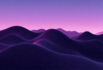 The image features a purple mountain range with a pink sky in the background. The mountain range is composed of several peaks, creating a visually striking scene. The overall atmosphere of the image is serene and captivating, with the vibrant colors of the sky and mountains creating a sense of depth and beauty.