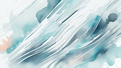 The primary subject of the image is a large body of water, possibly an ocean or a lake. The water appears to be rough and turbulent, with waves and ripples visible. The setting is outdoors, with the water as the main focus. The visual style of the image is a watercolor painting, which gives it a vibrant and artistic appearance. The dominant colors in the painting are shades of blue and white, which create a serene and calming atmosphere.