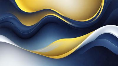 The primary subject of the image is a blue and yellow wave pattern. The setting is a blue background, and the visual style appears to be a digital art or illustration. The dominant colors are blue and yellow, creating a vibrant and energetic atmosphere.
