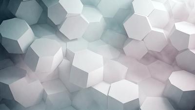 The primary subject of the image is a large number of white geometric shapes, which are arranged in a visually appealing manner. The setting is a cloudy sky, which serves as the backdrop for the shapes. The visual style of the image is a combination of photo and digital art, creating a unique and intriguing pattern. The dominant colors in the image are white and gray, giving it a calm and serene atmosphere.
