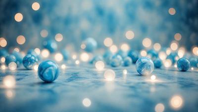 The primary subject of the image is a group of blue glass balls. The setting is a blue background, which creates a visually appealing contrast with the blue glass balls. The visual style is a close-up of the glass balls, showcasing their unique texture and color. The overall atmosphere is one of elegance and sophistication, as the blue glass balls are the main focus of the image.