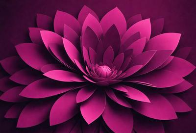 The primary subject of the image is a large, purple flower. The setting is a pink background, which adds to the overall visual style. The flower is depicted in a digital art or illustration format, giving it a vibrant and lively appearance. The dominant colors in the image are purple and pink, creating a warm and inviting atmosphere.