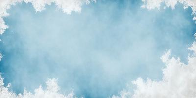 The primary subject of the image is a blue sky with a few snowflakes scattered throughout. The setting is a cloudy day, and the visual style is a digital art or illustration. The colors are predominantly blue and white, creating a calm and serene atmosphere.