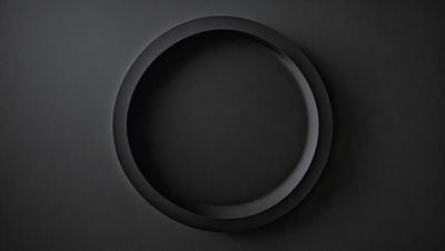 The primary subject of the image is a black circle, which is the main object, scene, or focus of the image. The setting or background is a dark surface, which provides a contrasting backdrop for the circle. The visual style of the image is a close-up of the black circle, showcasing its details. The colors and mood of the image are predominantly dark, with the black circle being the most prominent element.