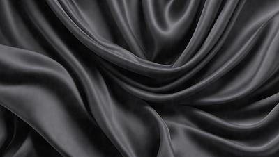 The primary subject of the image is a close-up of a black fabric, possibly a curtain or a piece of clothing. The setting is a dark background, which emphasizes the fabric's texture and pattern. The visual style is a black and white photo, giving the image a classic and timeless appearance. The colors and mood are predominantly dark and moody, with the black fabric serving as the focal point of the image.