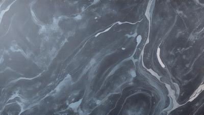 The primary subject of the image is a large, dark blue marble surface with a pattern of white spots. The setting is a dark, moody environment, possibly a cave or an underground space. The visual style is a combination of a photo and a digital art, creating a unique and intriguing appearance. The colors and mood of the image are predominantly dark and mysterious, with the blue marble and white spots adding a touch of contrast and interest to the overall atmosphere.