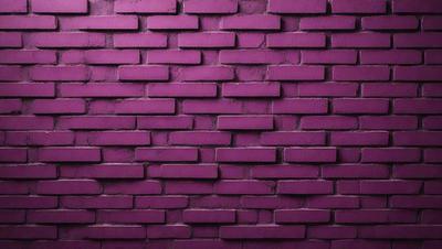 The primary subject of the image is a purple brick wall. The setting is a brick wall, and the visual style is a photo. The dominant colors are purple and pink, creating a warm and inviting atmosphere.