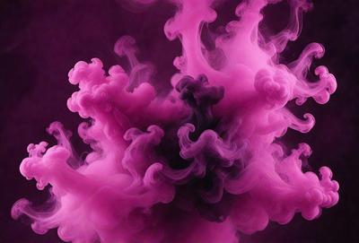The primary subject of the image is a purple smoke or fog, which appears to be a digital art or illustration. The setting is a dark background, and the visual style gives the impression of a surreal or dreamy atmosphere. The dominant colors are purple and pink, creating a moody and mysterious mood.