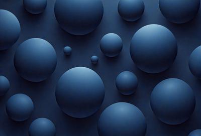 The primary subject of the image is a collection of blue spheres, which are the main objects in the scene. The setting is a blue background, which creates a visually striking contrast with the blue spheres. The visual style of the image is digital art, as it appears to be a computer-generated or digitally manipulated composition. The dominant colors in the image are blue, which creates a calm and serene atmosphere.