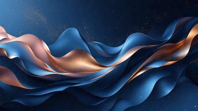 The primary subject of the image is a blue and gold swirl, which appears to be a digital art or illustration. The setting is a dark blue background, and the visual style gives the impression of a painting or a pattern. The dominant colors are blue and gold, creating a sense of depth and movement in the artwork.