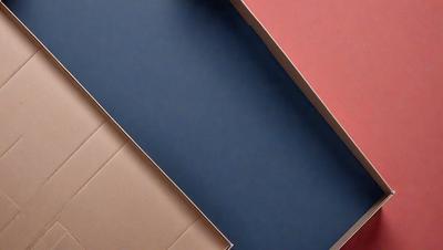 The primary subject of the image is a brown cardboard box. The setting is a blue background, and the visual style is a photo. The dominant colors are brown and blue, creating a calm and soothing atmosphere.